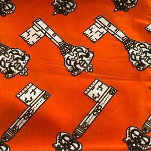 Orange Key Print Cotton Fabric